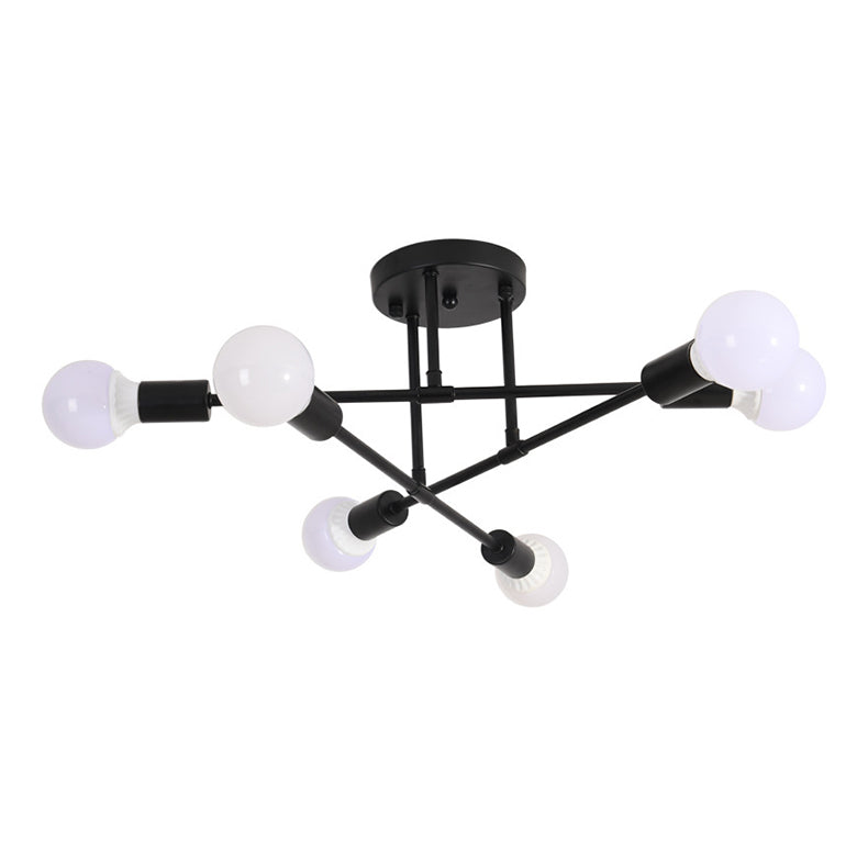 Metal Sputnik Shade Flush Ceiling Light Modern Style 6 Lights Flush Mount Fixture