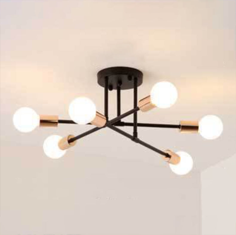 Metal Sputnik Shade Flush Ceiling Light Modern Style 6 Lights Flush Mount Fixture