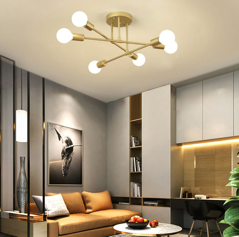 Metal Sputnik Shade Flush Ceiling Light Modern Style 6 Lights Flush Mount Fixture