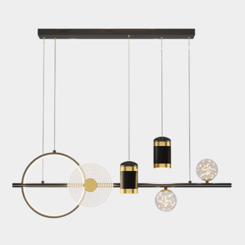 Contemporary Style Linear Island Lighting Metal Island Lighting Fixtures in Black