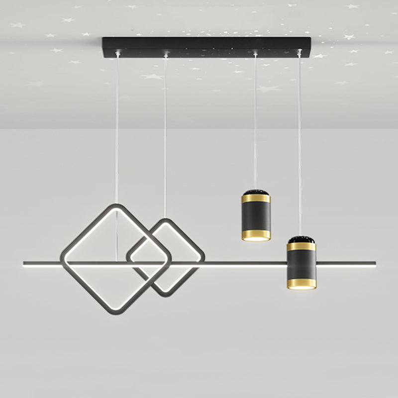 Contemporary Style Linear Island Lighting Metal Island Lighting Fixtures in Black