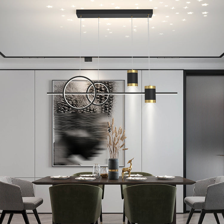 Contemporary Style Linear Island Lighting Metal Island Lighting Fixtures in Black