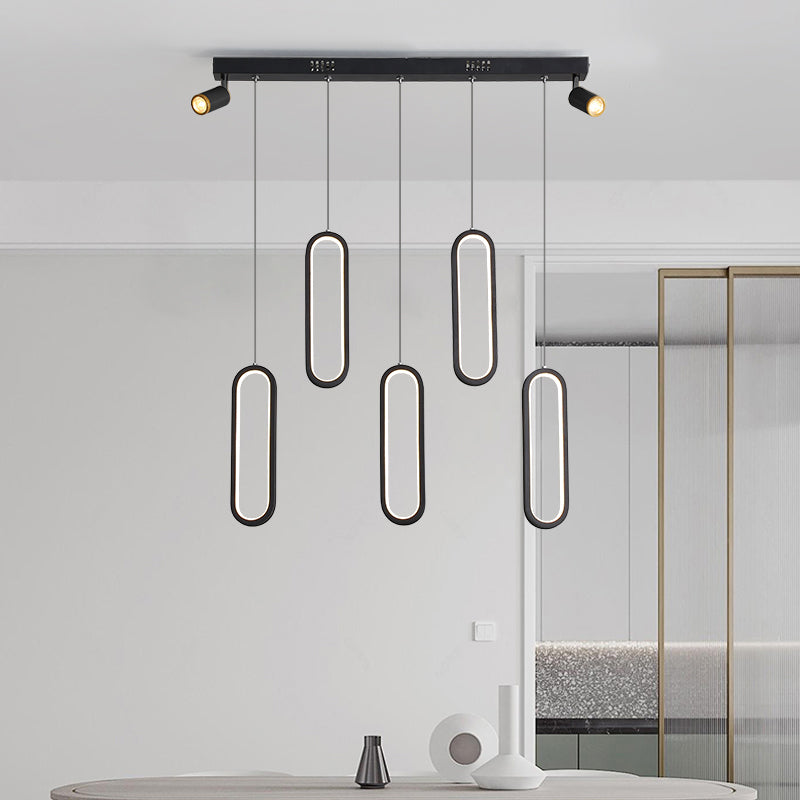 Contemporary Style Linear Island Lighting Metal Island Lighting in Black