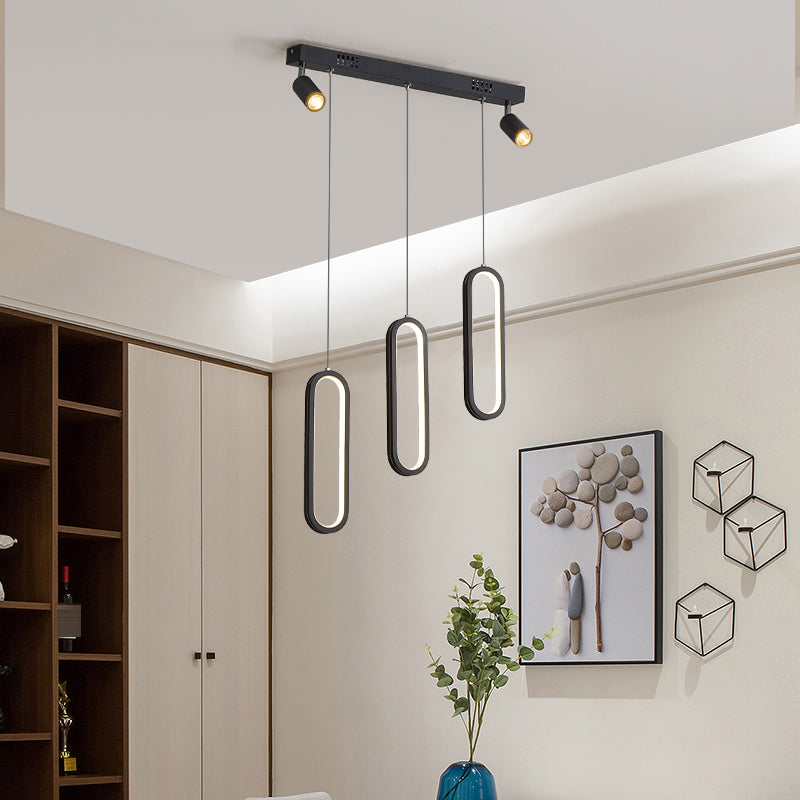 Contemporary Style Linear Island Lighting Metal Island Lighting in Black