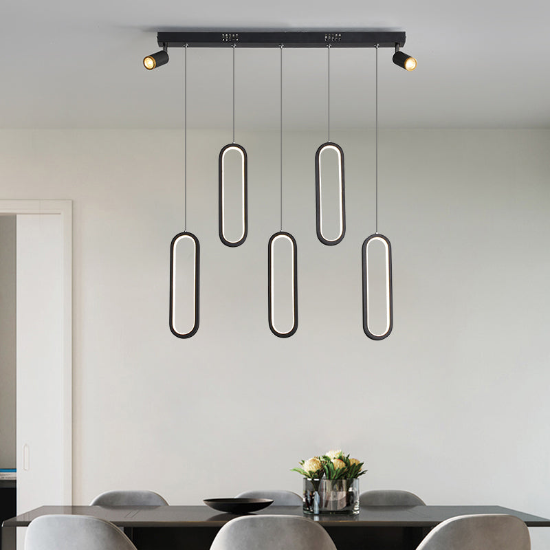 Contemporary Style Linear Island Lighting Metal Island Lighting in Black