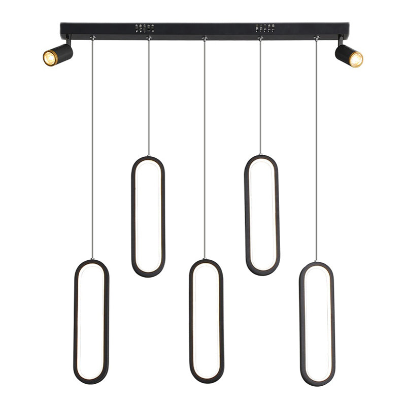 Contemporary Style Linear Island Lighting Metal Island Lighting in Black