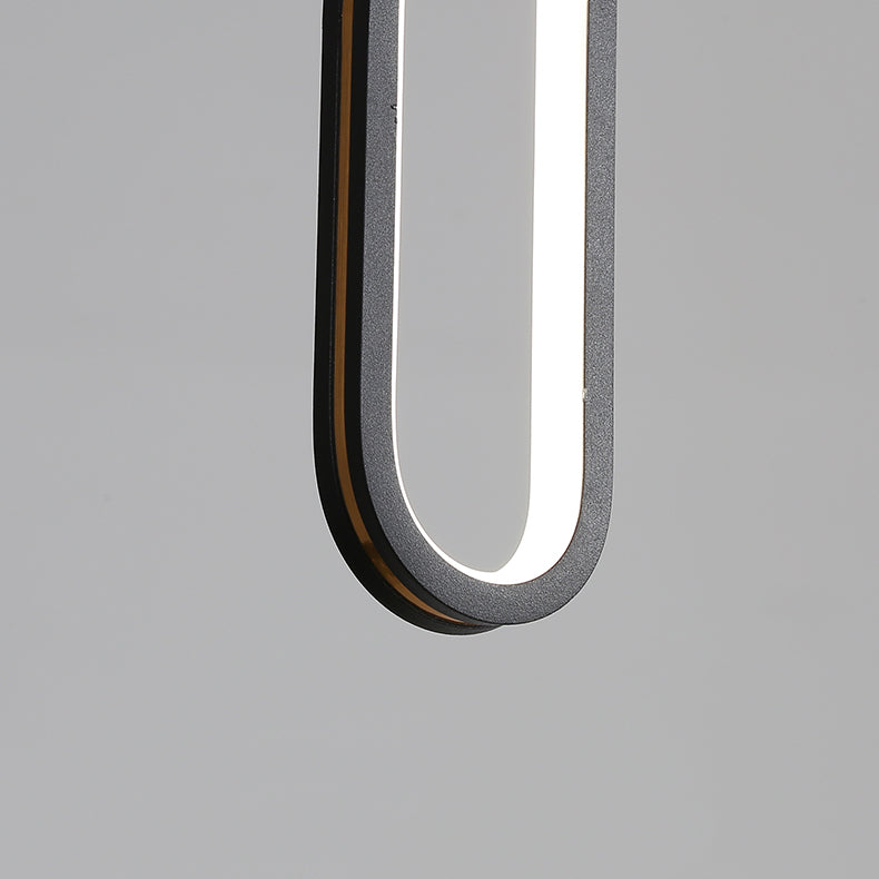 Contemporary Style Linear Island Lighting Metal Island Lighting in Black