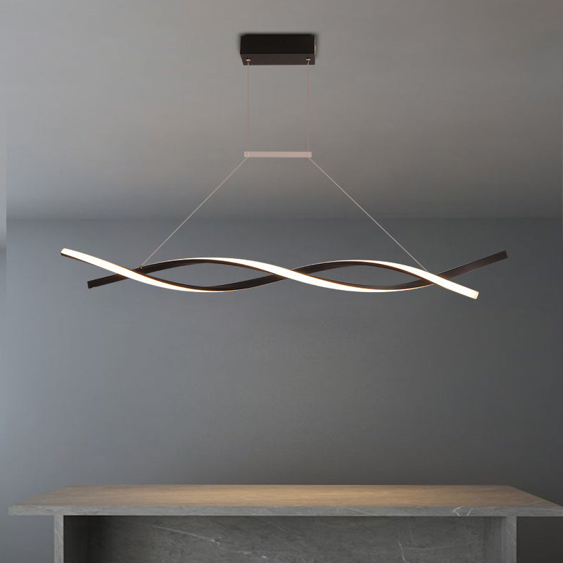 2-Lights Linear Island Light Nordic Aluminum LED Island Pendant for Living Room