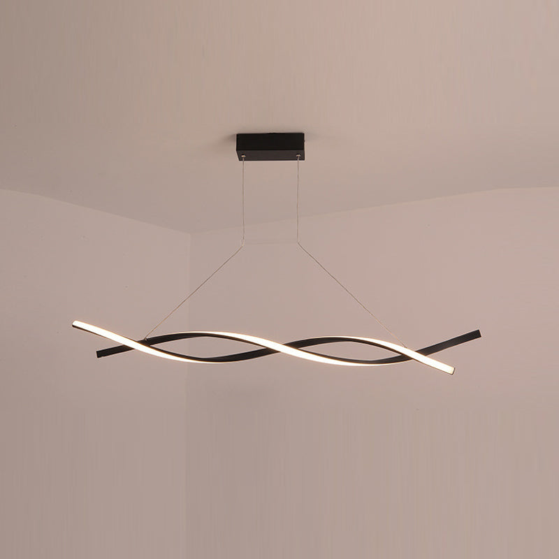 2-Lights Linear Island Light Nordic Aluminum LED Island Pendant for Living Room