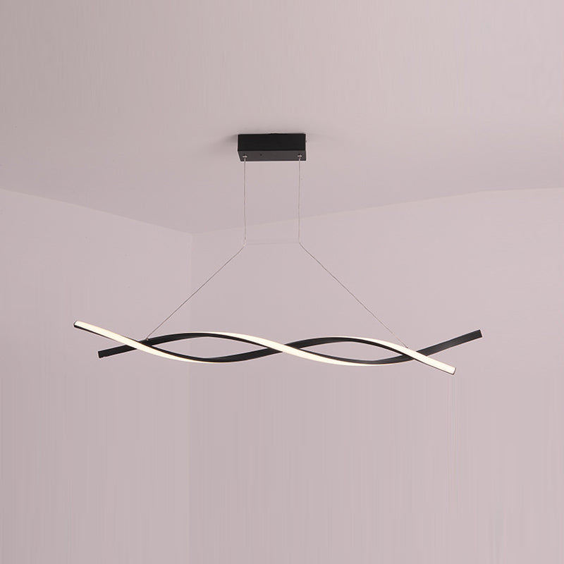 2-Lights Linear Island Light Nordic Aluminum LED Island Pendant for Living Room