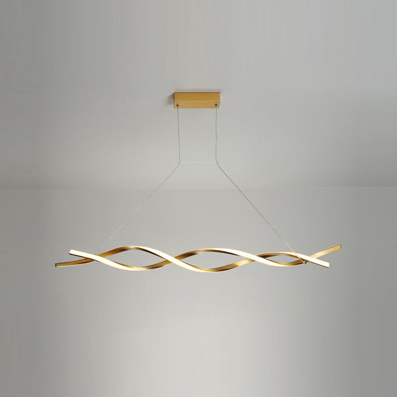 2-Lights Linear Island Light Nordic Aluminum LED Island Pendant for Living Room