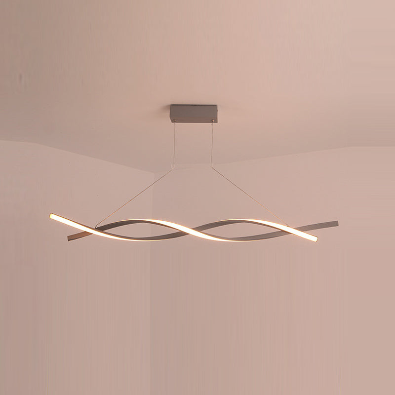 2-Lights Linear Island Light Nordic Aluminum LED Island Pendant for Living Room