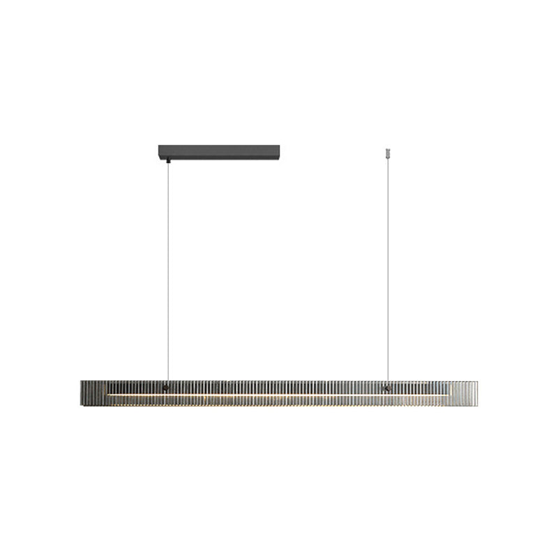 Straight Island Light Modern Metal LED Island Pendant with Glass for Living Room