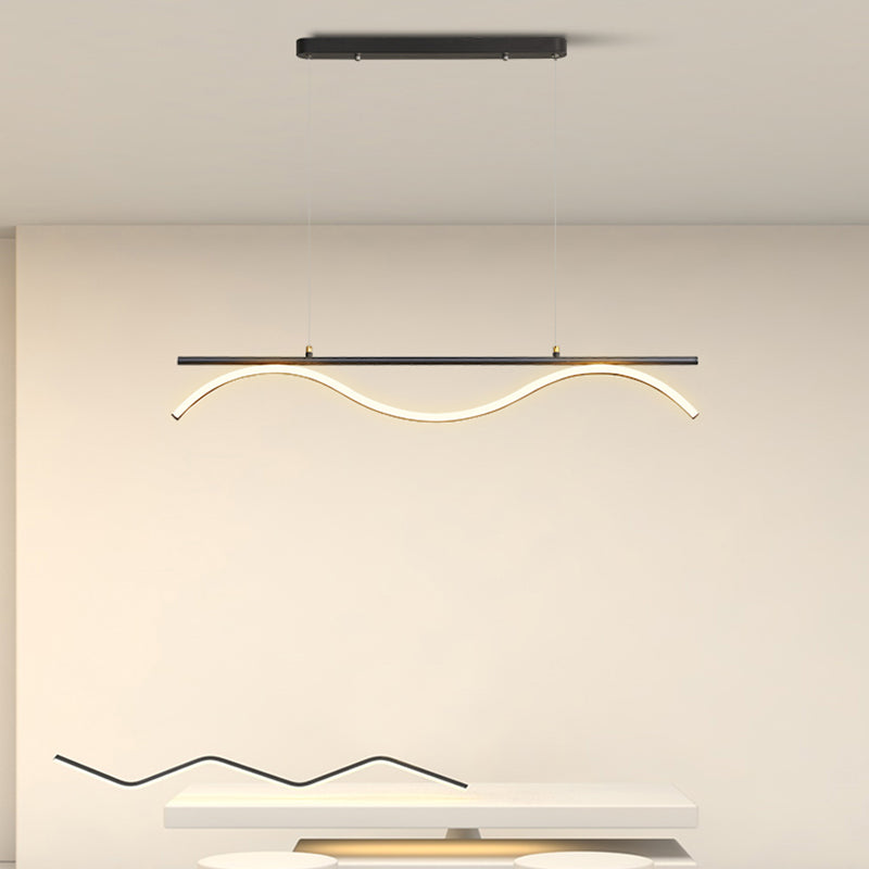 Linear Shape Island Lighting Idea Modern Style Metal 1-Light Island Pendant