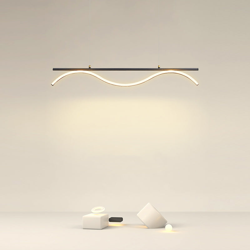 Linear Shape Island Lighting Idea Modern Style Metal 1-Light Island Pendant