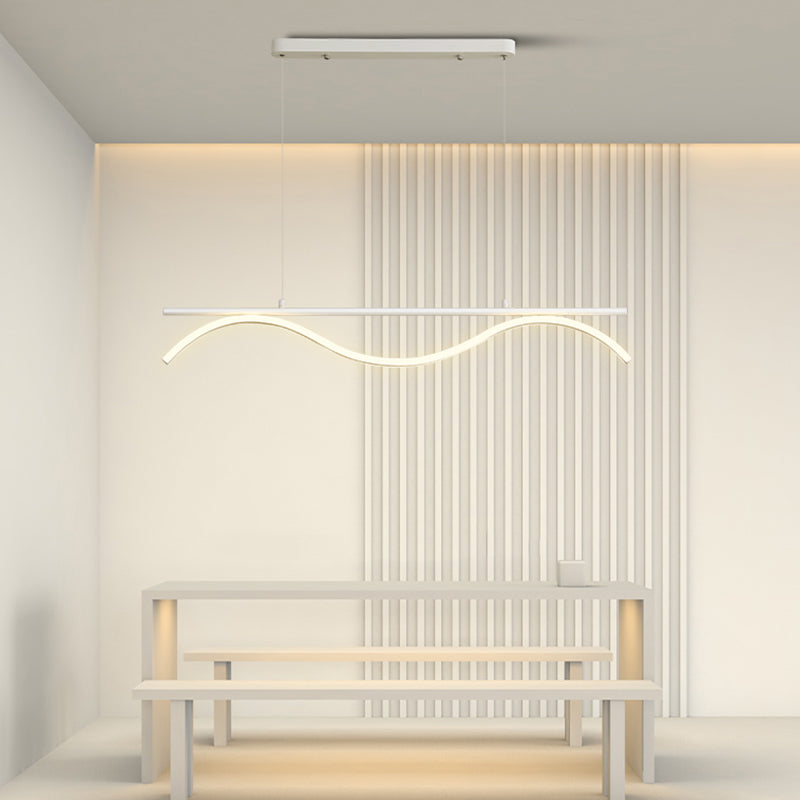 Linear Shape Island Lighting Idea Modern Style Metal 1-Light Island Pendant