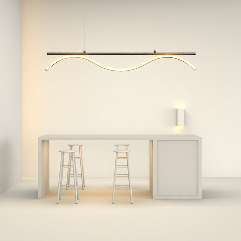 Linear Shape Island Lighting Idea Modern Style Metal 1-Light Island Pendant