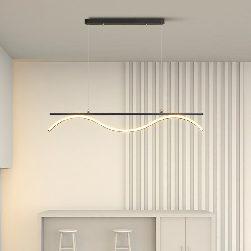 Linear Shape Island Lighting Idea Modern Style Metal 1-Light Island Pendant