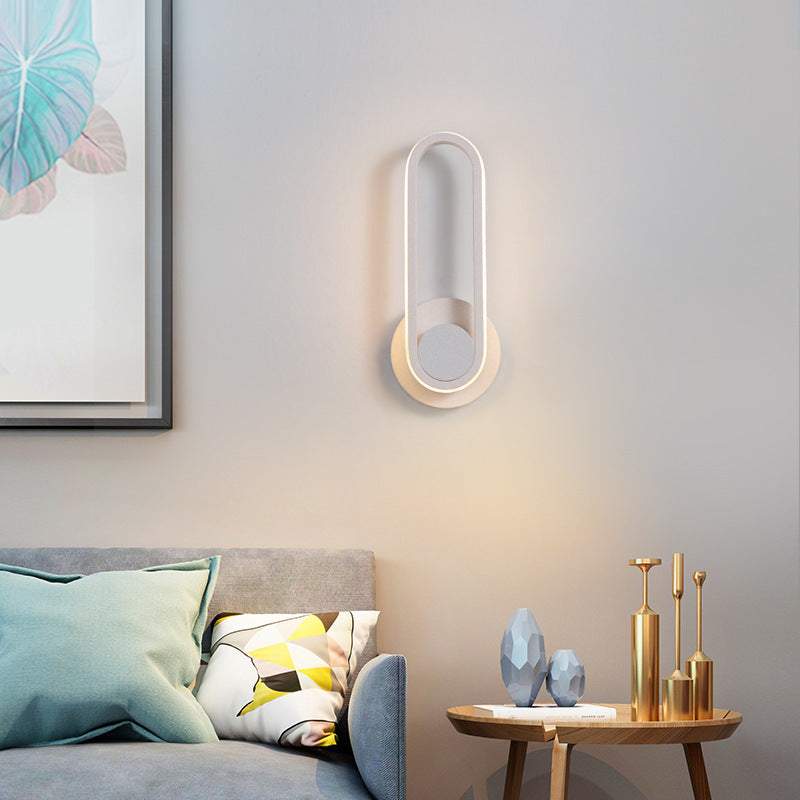 Nordic Style Metal Rotatable Wall Light Oval LED Wall Sconce for Living Room
