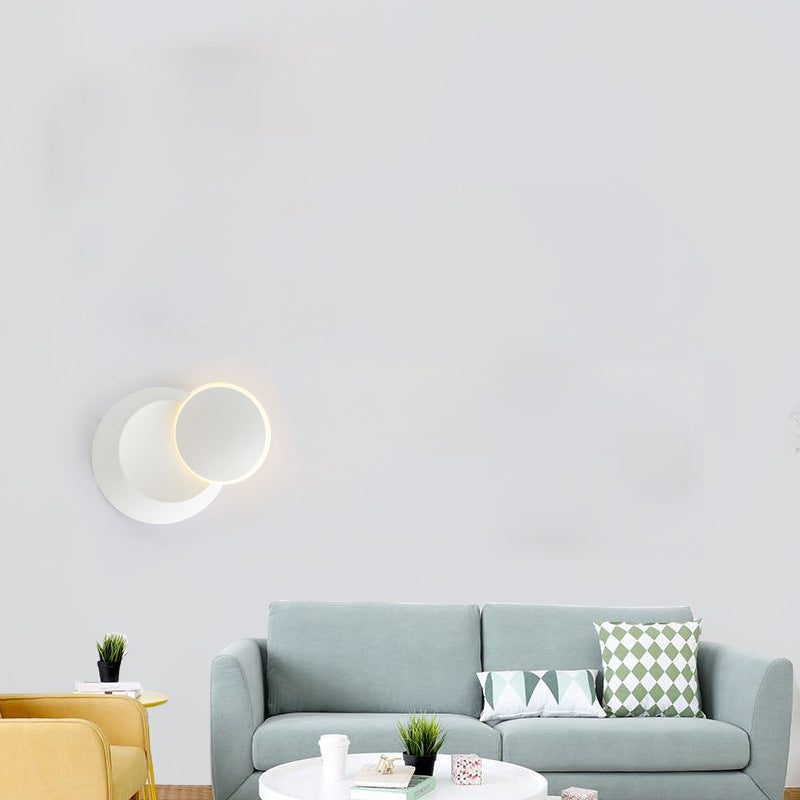 Modern Metal Wall Light Round Rotatable 6" Wide LED Wall Sconce for Living Room