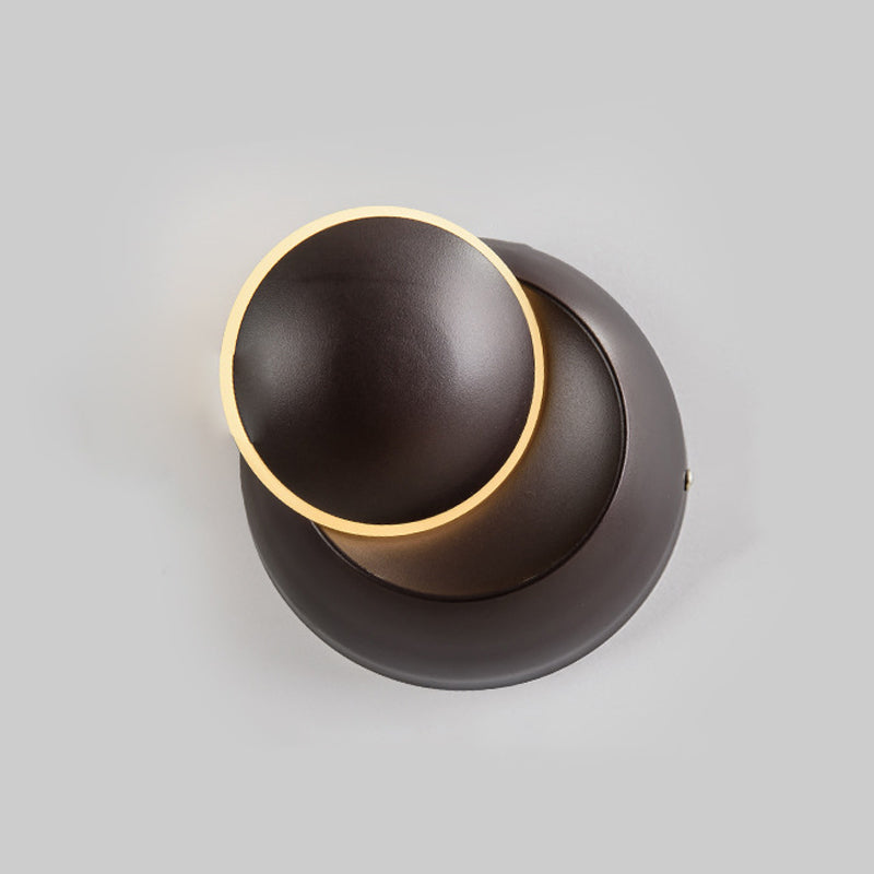 Modern Metal Wall Light Round Rotatable 6" Wide LED Wall Sconce for Living Room