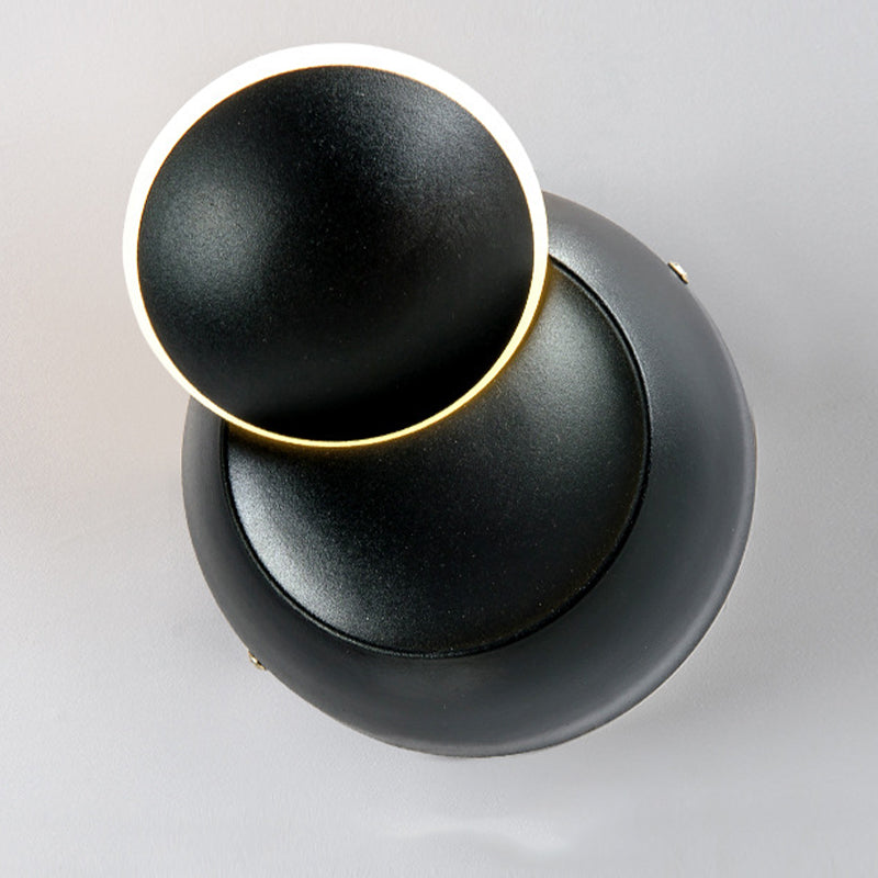 Modern Metal Wall Light Round Rotatable 6" Wide LED Wall Sconce for Living Room