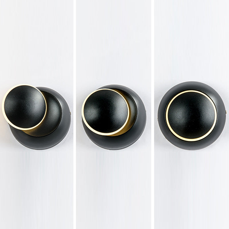 Modern Metal Wall Light Round Rotatable 6" Wide LED Wall Sconce for Living Room