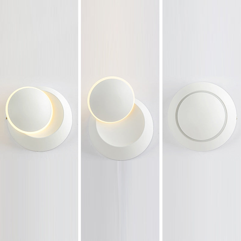 Modern Metal Wall Light Round Rotatable 6" Wide LED Wall Sconce for Living Room