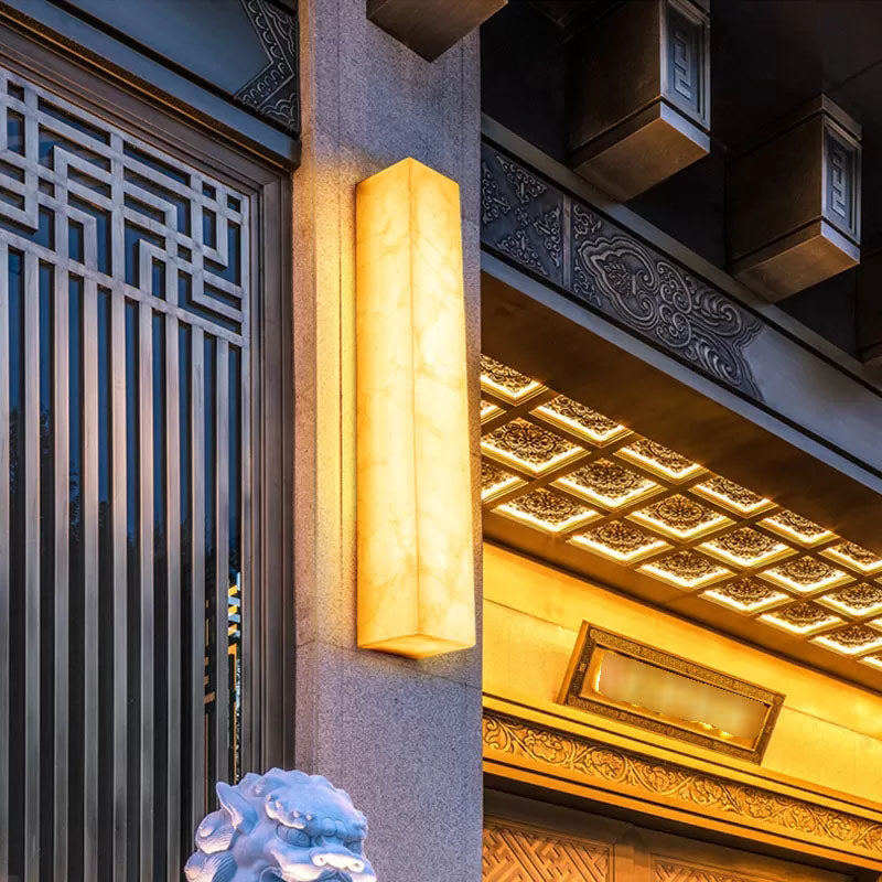 Modern Style Mica Wall Light White Cuboid Shape Wall Sconce for Bedroom