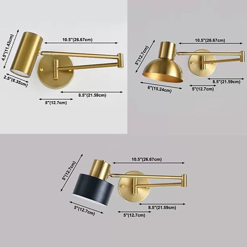 Modern Metal Wall Light Geometric Swing Arm Wall Sconce for Living Room