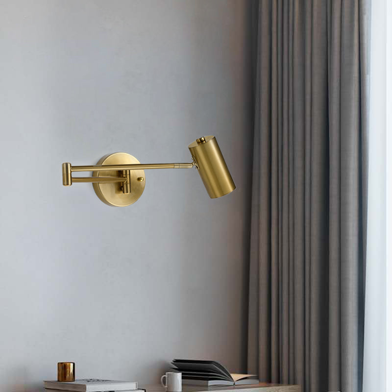 Modern Metal Wall Light Geometric Swing Arm Wall Sconce for Living Room