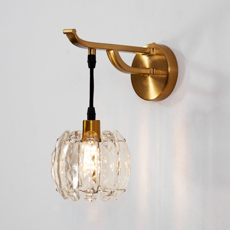 Nordic Style Metal Wall Light Globe Shape Wall Sconce with Crystal for Living Room