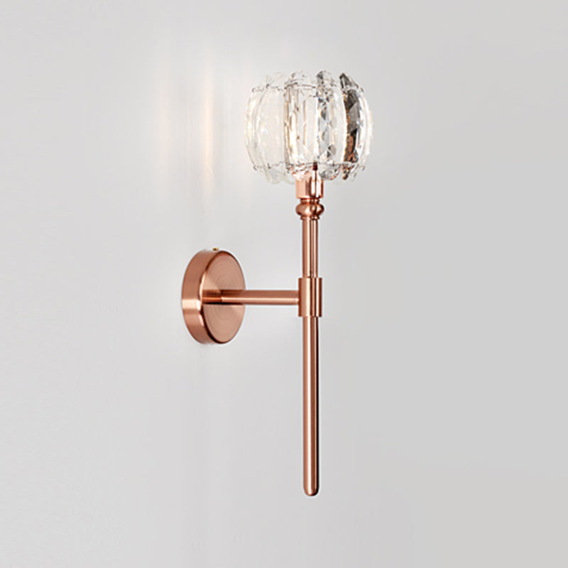 Nordic Style Metal Wall Light Globe Shape Wall Sconce with Crystal for Living Room