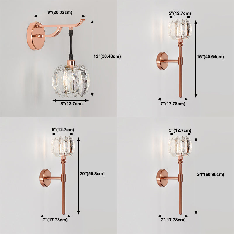 Nordic Style Metal Wall Light Globe Shape Wall Sconce with Crystal for Living Room