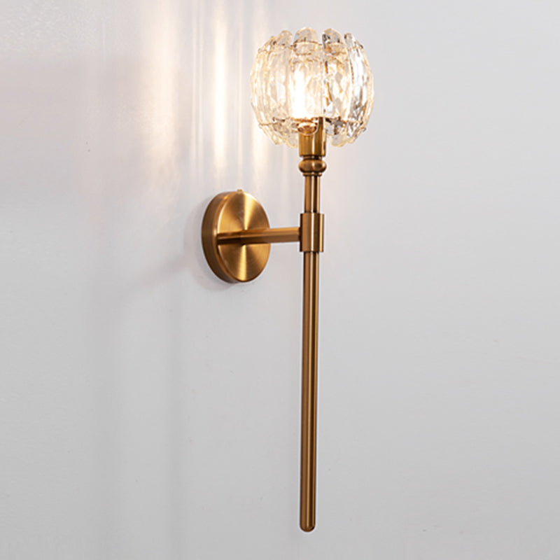 Nordic Style Metal Wall Light Globe Shape Wall Sconce with Crystal for Living Room