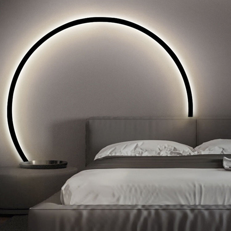 Metal Round Shape Wall Light Modern 1-Light Wall Mounted Light Fixture in Black