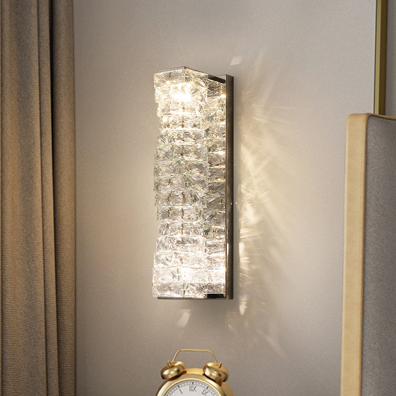 Modern Style Wall Sconce 1-Light Wall Mount Lamp with Crystal Shade for Bedroom
