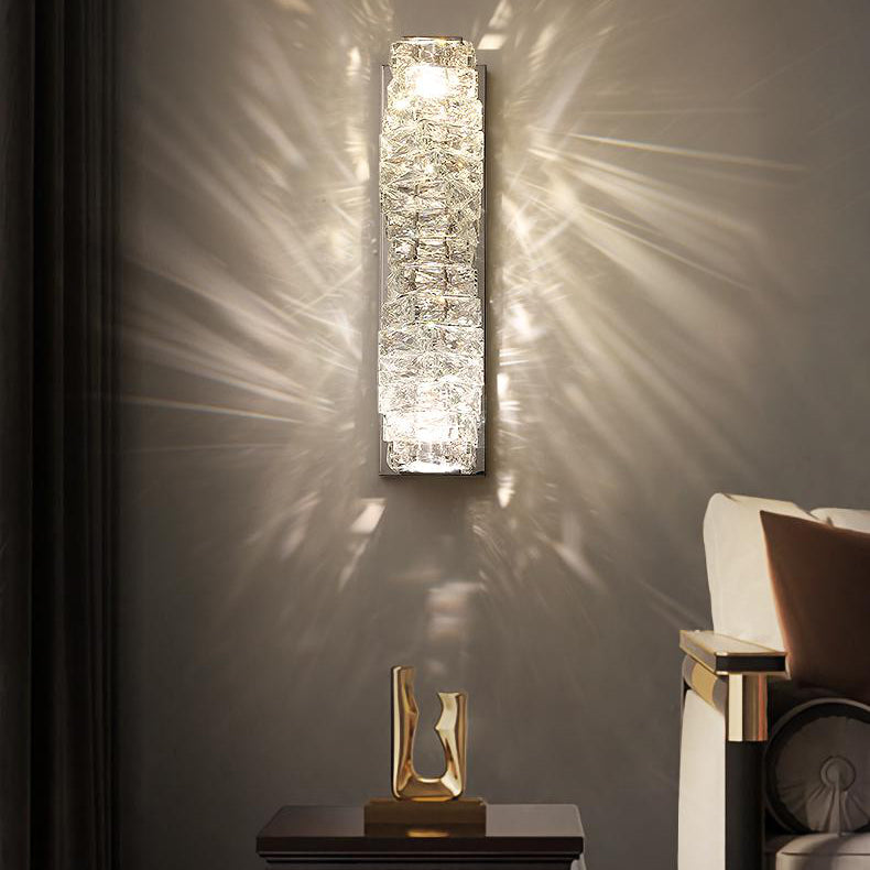 Modern Style Wall Sconce 1-Light Wall Mount Lamp with Crystal Shade for Bedroom