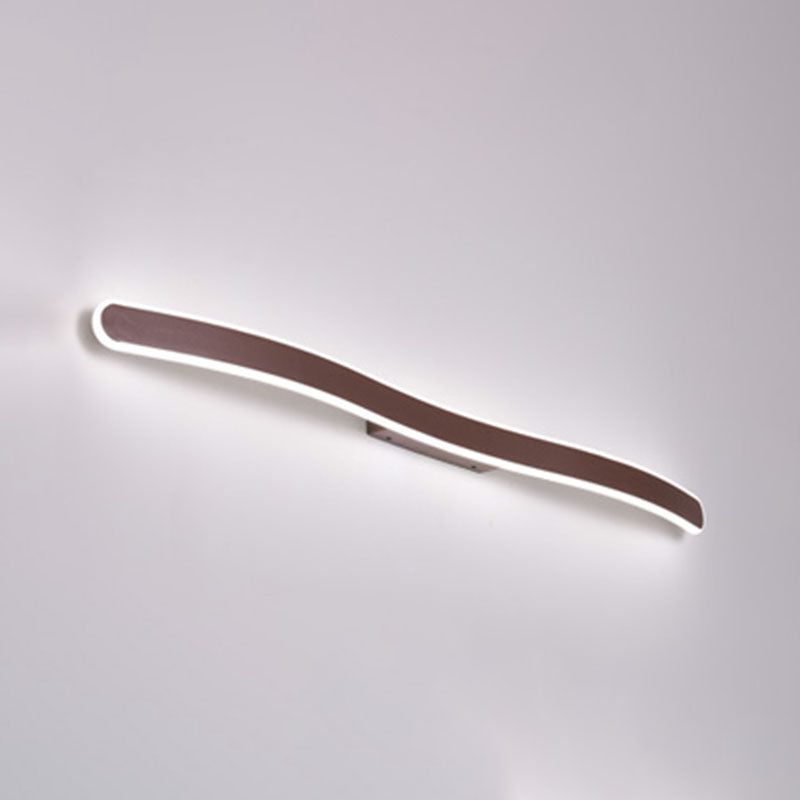Metal Linear Shape Wall Light Modern 1 Light Mirror Wall Mount Light Fixture in Brown
