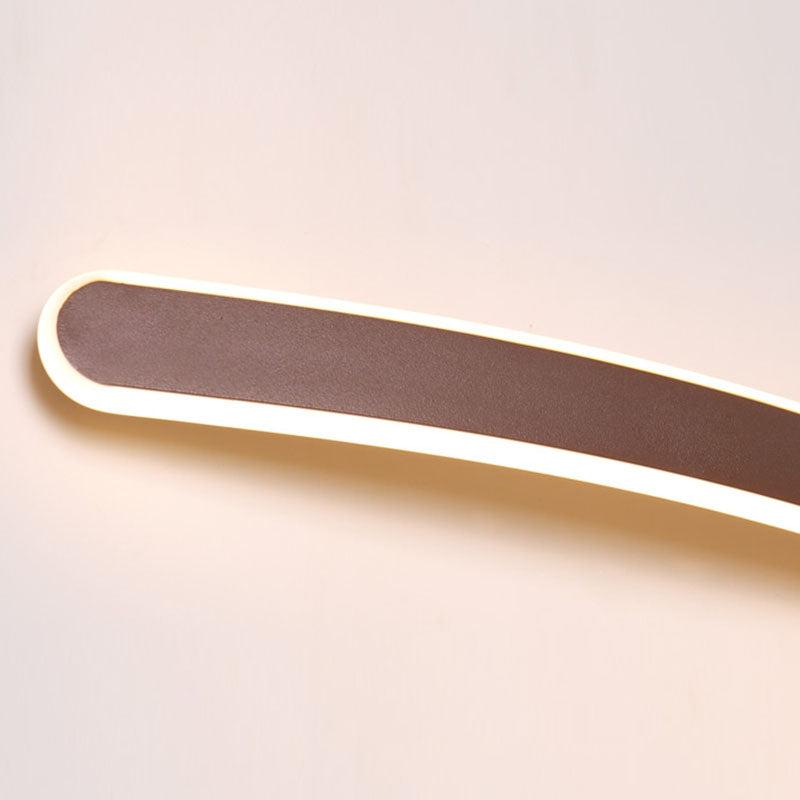 Metal Linear Shape Wall Light Modern 1 Light Mirror Wall Mount Light Fixture in Brown