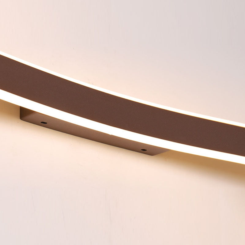 Metal Linear Shape Wall Light Modern 1 Light Mirror Wall Mount Light Fixture in Brown
