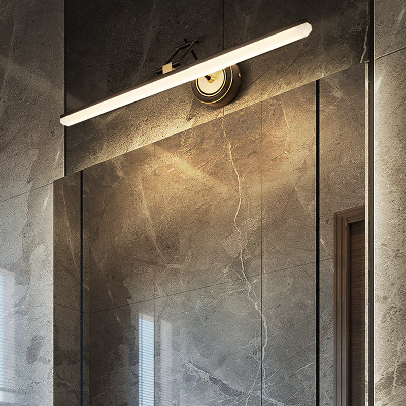 Linear Shape Contemporary Style Vanity Light Metal 1 Light LED Mirror Light for Bathroom