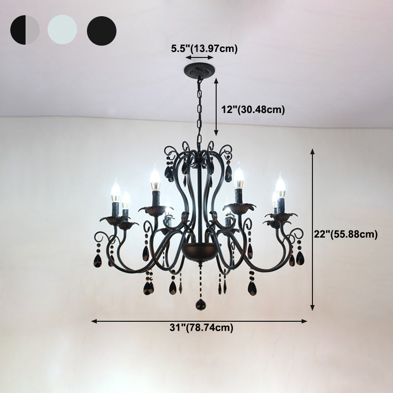 Metal Candle Pendant Lighting European Multi Lights Hanging Lamp