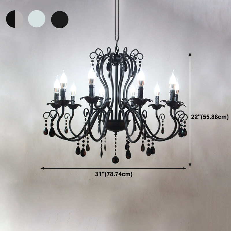 Metal Candle Pendant Lighting European Multi Lights Hanging Lamp
