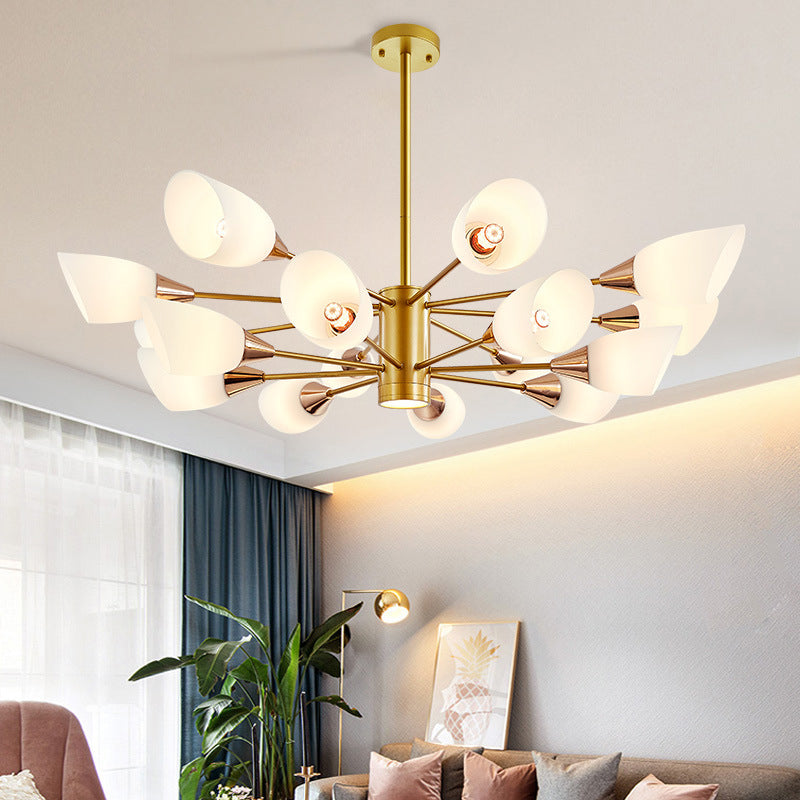 Modern Chandelier Minimalism Glass Shade Hanging Lighting Fixture for Sitting Room