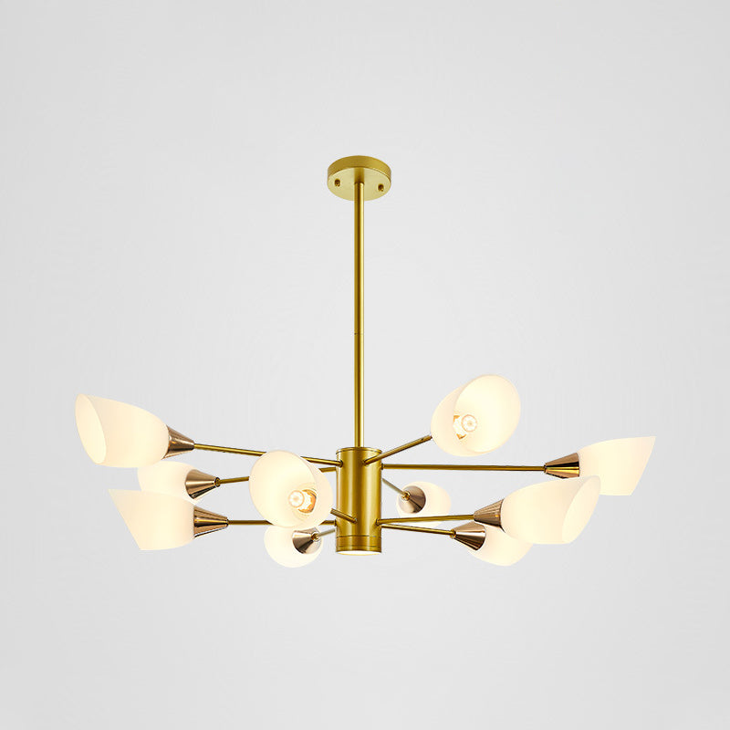 Modern Chandelier Minimalism Glass Shade Hanging Lighting Fixture for Sitting Room