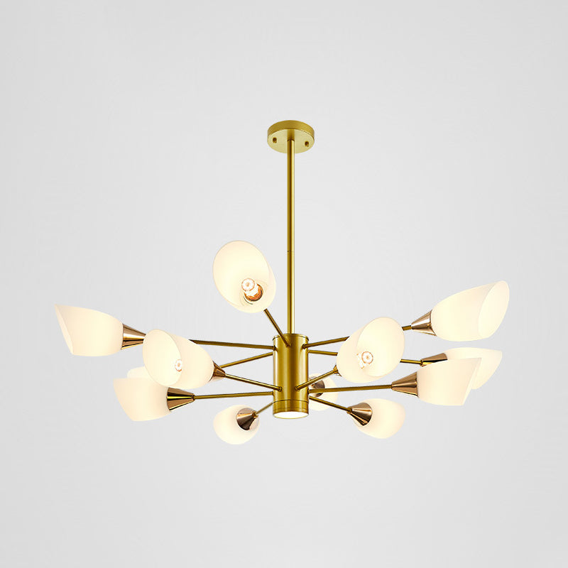 Modern Chandelier Minimalism Glass Shade Hanging Lighting Fixture for Sitting Room