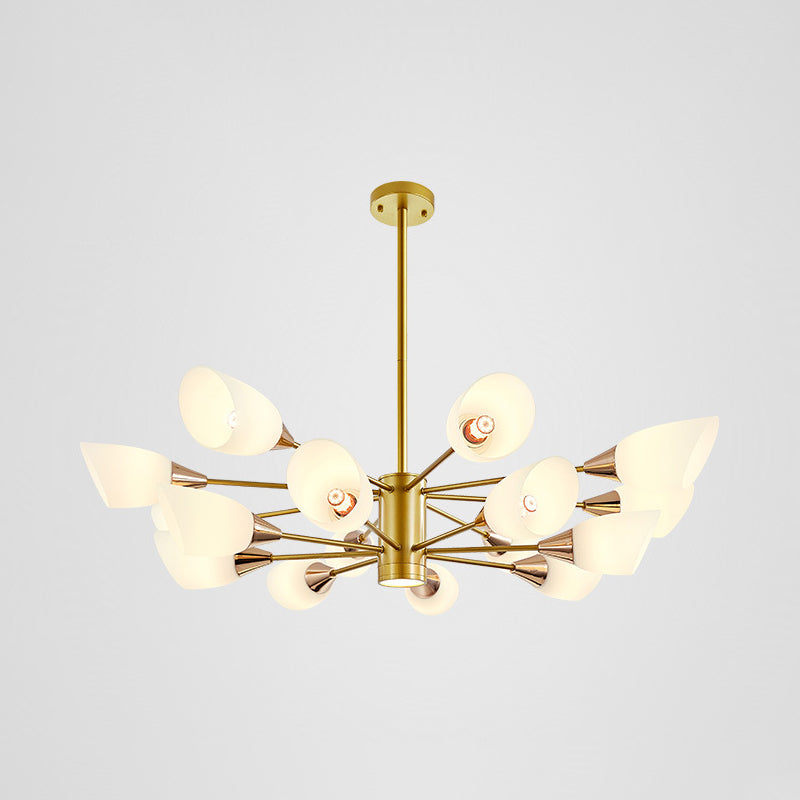 Modern Chandelier Minimalism Glass Shade Hanging Lighting Fixture for Sitting Room