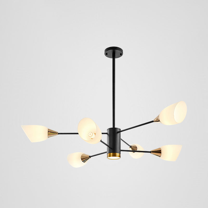 Modern Chandelier Minimalism Glass Shade Hanging Lighting Fixture for Sitting Room