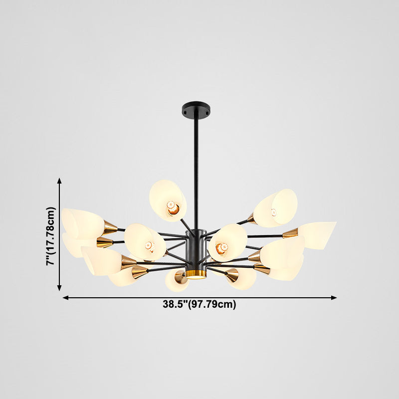 Modern Chandelier Minimalism Glass Shade Hanging Lighting Fixture for Sitting Room